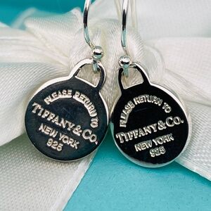 Tiffany & Co mini round tag earrings Return to Tiffany  box Silver 925
